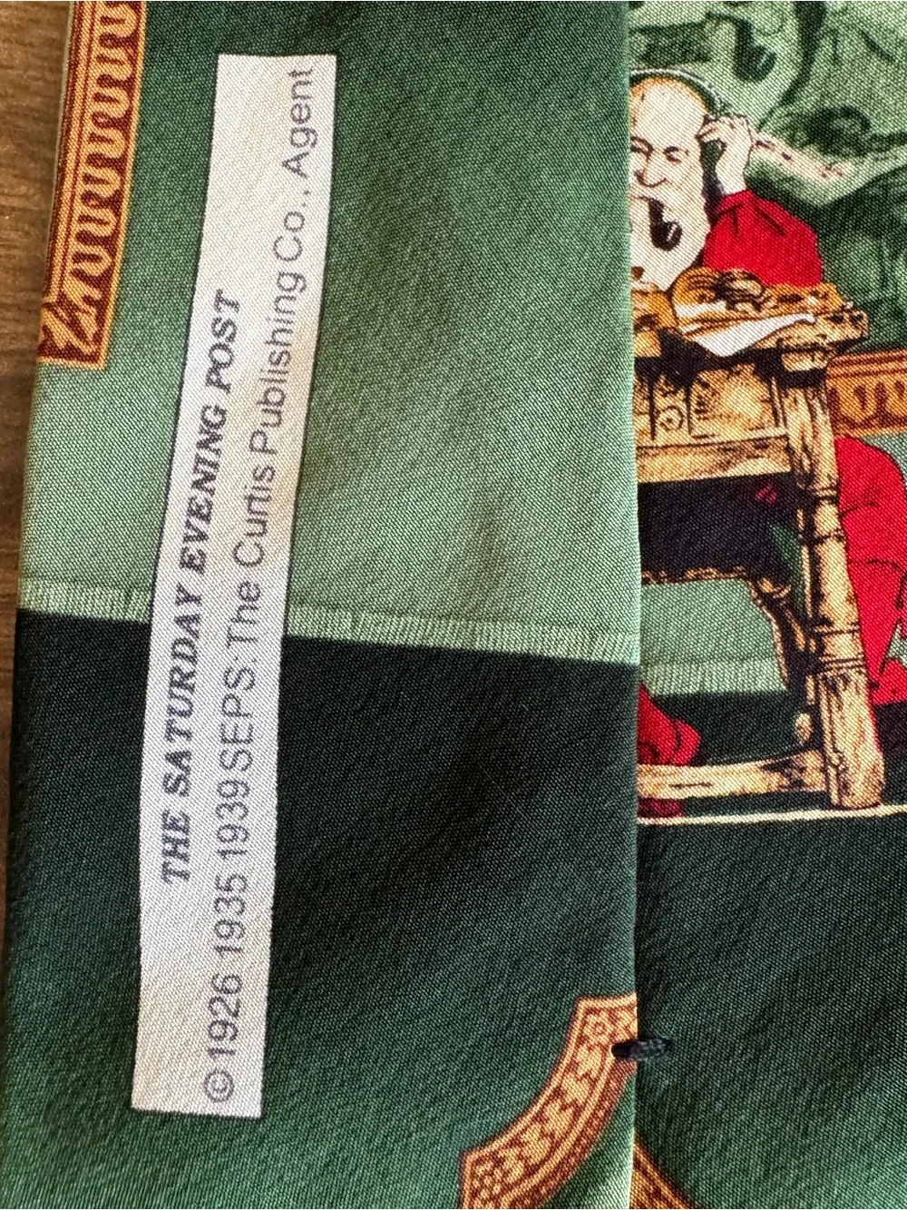 Vintage Norman Rockwell Santa Christmas Tie Saturday Evening Post 100% Silk
